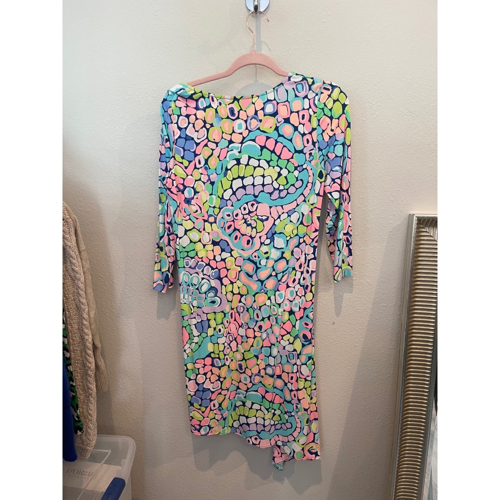 Lilly Pulitzer Womens M Multi Color Mosaic Abstract 3/4 Sleeve T-Shirt Dress